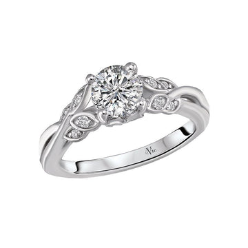 Glemera 14K White Gold Leaf Diamond Engagement Ring Semi-Mount