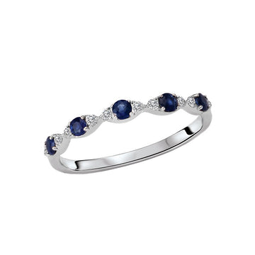 Luxora Ladies Fashion Sapphire and Diamond Ring in 14K White Gold