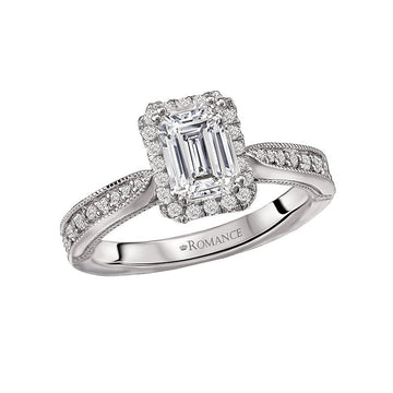 Orbelle 14K White Gold Halo Diamond Engagement Ring Semi-Mount