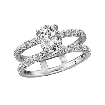 Bandora 14K White Gold Oval Diamond Split Shank Semi Mount Engagement Ring