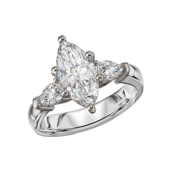 Lab Grown Diamond 3-Stone White Gold Engagement Ring