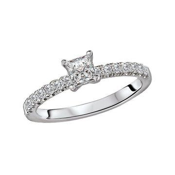 Glemera Princess Cut Diamond Semi-Mount Engagement Ring in 14K White Gold