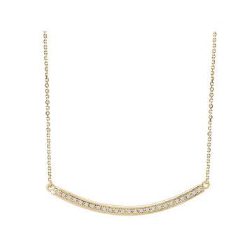 Luxora Ladies Diamond Curved Bar Necklace in 14K Yellow Gold