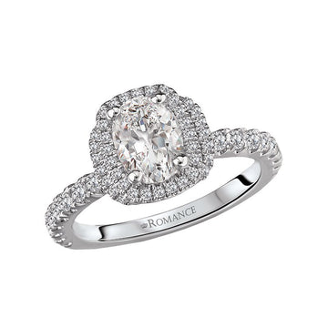 Orbelle Halo Diamond Ring Semi-Mount 18K White Gold