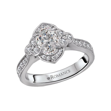 Orbelle Halo Diamond Ring Semi-Mount 18K White Gold Oval 7.5x5.5mm