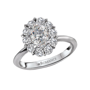 Orbelle Halo Semi-Mount Diamond Ring in 14K White Gold with Oval Lab Grown Diamond