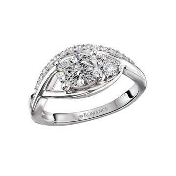 Orbelle Diamond Wave 14K White Gold Oval Semi-Mount Engagement Ring