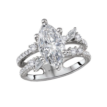 Orbelle 14K White Gold Split Shank Marquise Diamond Engagement Ring