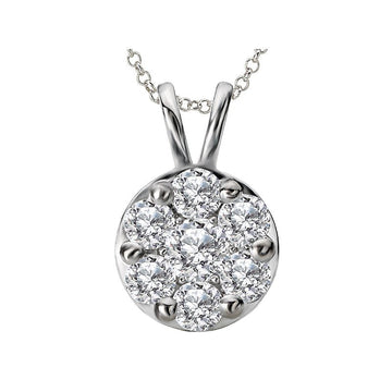 Luxora Ladies Cluster Diamond Pendant in 14K White Gold