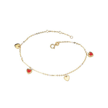 Luxora Italian 14kt Gold Heart Bracelet | Enamel Charm Chain Bracelet