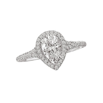 Orbelle Halo Semi-Mount 14K White Gold Pear Shaped Lab Grown Diamond Ring