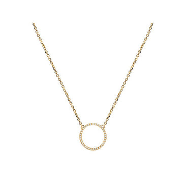 Luxora 14K Yellow Gold Diamond Circle Necklace | Adjustable Lariat Style