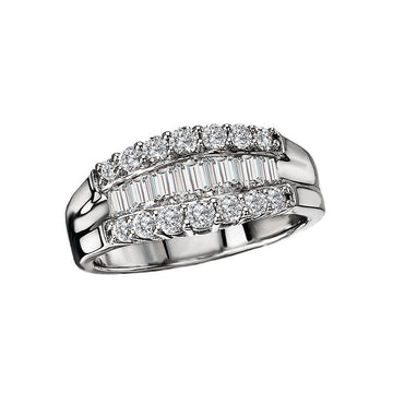 Luxora 14K White Gold Diamond Fashion Ring | Classic Baguette Cut Ladies Ring