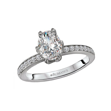 Orbelle Diamond Semi-Mount Engagement Ring - Bandora 14K White Gold Oval Shape