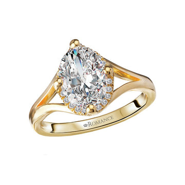Orbelle 14K Yellow Gold Halo Diamond Engagement Ring Semi-Mount for 10x7mm Oval Center Stone