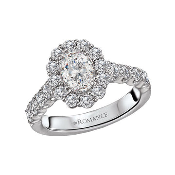 Orbelle Oval Halo Semi-Mount Lab Grown Diamond Ring in 14K White Gold