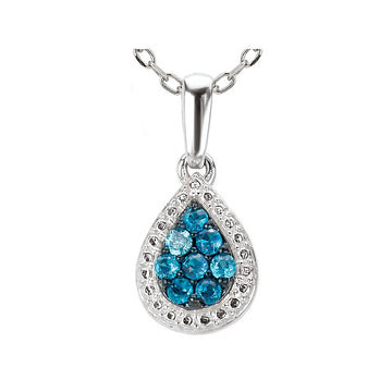 Luxora Teardrop Blue Diamond Pendant - 14kt White Gold