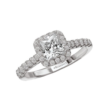 Orbelle Halo Semi-Mount Diamond Ring in 18K White Gold