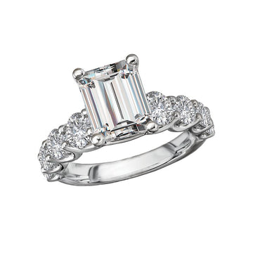 14K White Gold 3-Stone Lab Grown Diamond Engagement Ring Semi-Mount