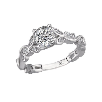 Glemera Bandora 14K White Gold Diamond Ring Semi-Mount for 5.8mm Round Center Stone