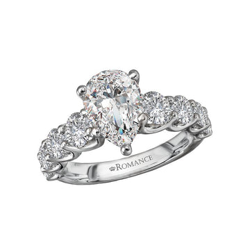 Orbelle Diamond Band Semi-Mount Engagement Ring | Bandora 14K White Gold Pear Shape