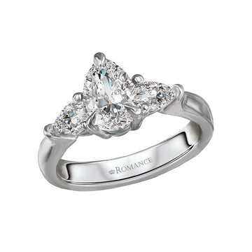 Orbelle 3 Stone Pear Shape Diamond Engagement Ring in 14K White Gold