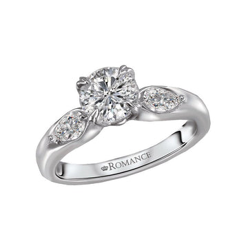 Bandora 18K White Gold Pear Shaped Diamond Engagement Semi-Mount Ring