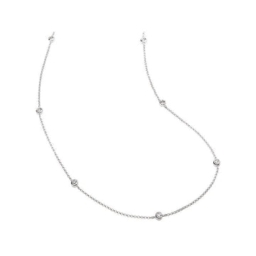 Chic 14KW White Gold Bezel Set Diamond Necklace, 1/5CTW, 16 Inch