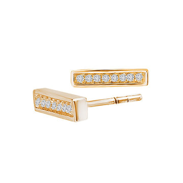 Luxora 14K Yellow Gold Round Diamond Bar Stud Earrings