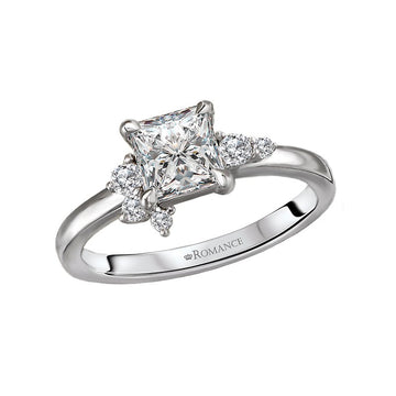 Orbelle Diamond Semi-Mount Engagement Ring | Bandora 14K White Gold Princess Cut