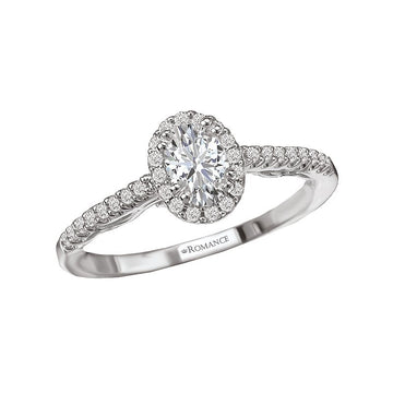 Orbelle Petite Oval Halo Diamond Ring in 14K White Gold