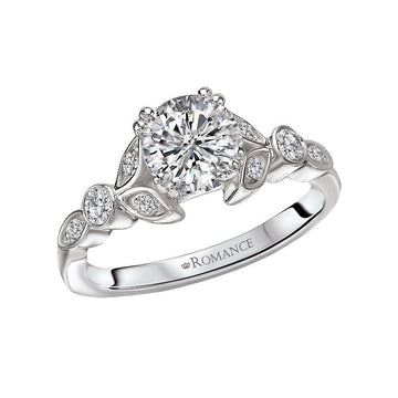 Orbelle Lab Grown Diamond Floral Design Round Diamond Ring in 14K White Gold