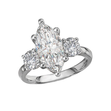 Chic 14K White Gold Lab Grown Diamond Marquise Semi-Mount Engagement Ring