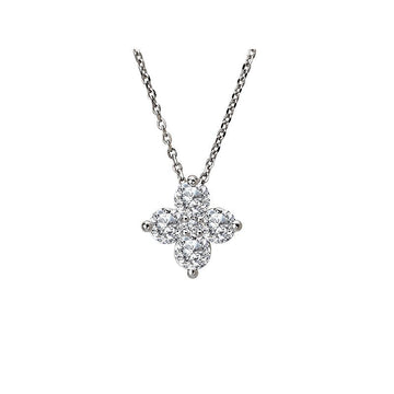 Luxora 14K White Gold Floral Diamond Pendant Necklace