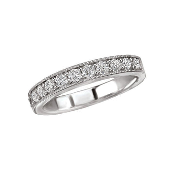 Aurenza Classics 14kt White Gold Diamond Wedding Band with Milgrain Detail