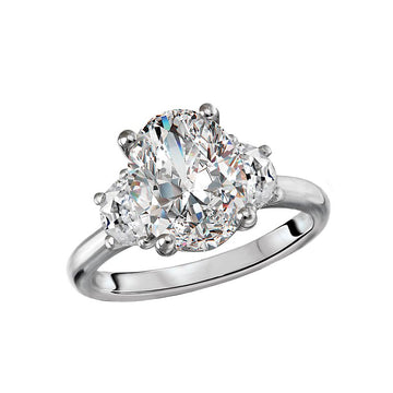 Chic 14K White Gold Oval Lab Grown Diamond Engagement Ring