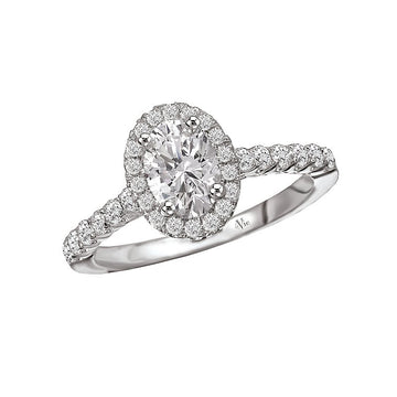Glemera Petite Oval Halo Diamond Ring in 14K White Gold