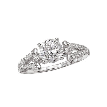 Glemera Bandora 14K White Gold Diamond Split Shank Engagement Semi-Mount Ring