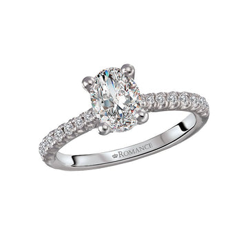 Orbelle Hidden Halo Oval Diamond Engagement Ring in 14K White Gold