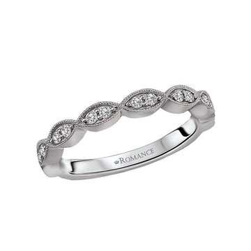 Orbelle Scalloped Matching Band in 14K White Gold with Round Diamonds