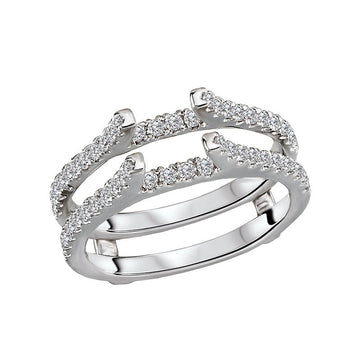 Glemera Diamond Wrap Wedding Band with Guard - 14K White Gold Curved Ring