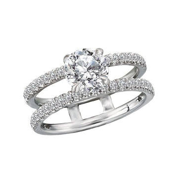 Orbelle 14K White Gold Diamond Split Shank Semi Mount Engagement Ring