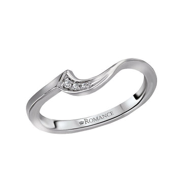 Orbelle Curved Wedding Band 18K White Gold with Round Brilliant Cut Diamonds