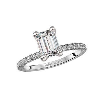 Orbelle Platinum Diamond Engagement Ring Semi-Mount for 7.5x5.5mm Emerald Cut Stone