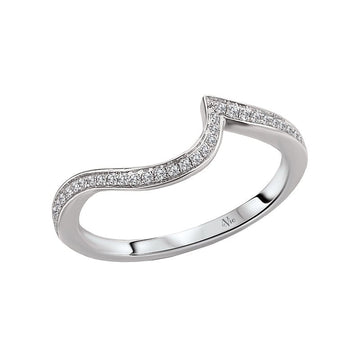 Glemera Curved Wedding Band in 14K White Gold with Round Diamonds