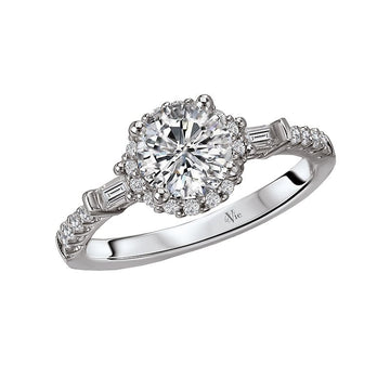Glemera Halo Semi-Mount Diamond Ring in 14K White Gold