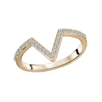 Luxora 14K Yellow Gold V-Shaped Diamond Ring - Classic Ladies Fashion Jewelry