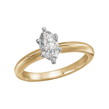 Glemera Solitaire Semi-Mount Diamond Engagement Ring - 14K Yellow Gold Marquise Cut 3/4 Carat