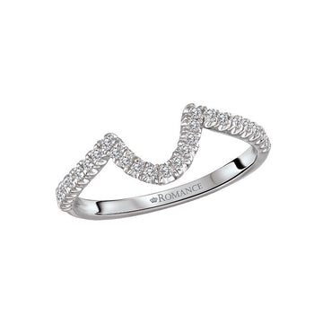 Orbelle 14K White Gold Curved Wedding Band with 1/6 Carat Diamonds