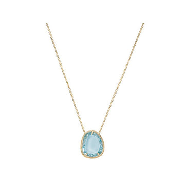Luxora Blue Topaz Pear Necklace in 14K Yellow Gold - Adjustable Lariat Style